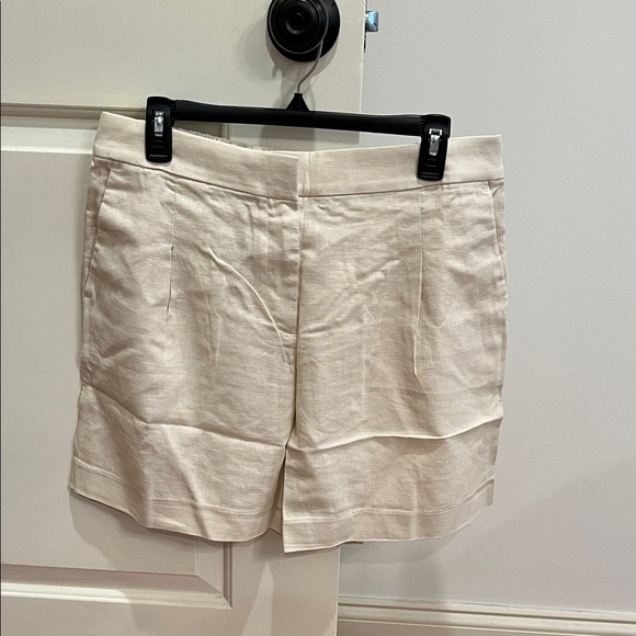 J. Crew Dusty Ivory Elastic-back Linen-Blend Pleated Short/NWT/12 - Picture 14 of 15